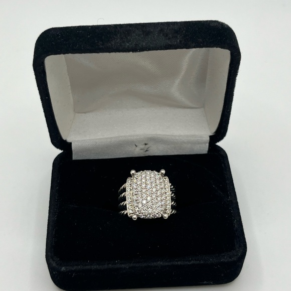 David Yurman Sterling Silver Wheaton Diamonds Ring - Picture 3 of 13